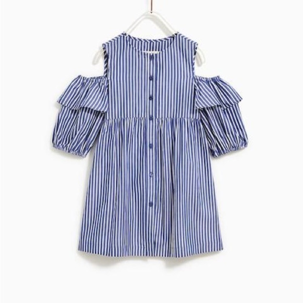 Zara Striped Shirt Dress Girls 7